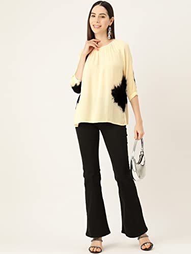 Image of Maaesa Rayon Top (X-Large, Beige Black)