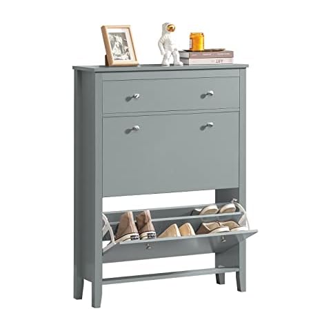 SoBuy FSR89-HG Zapatero Armario de Entrada con cajón Grande Gris Cover