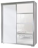 FurnitureByJDM - Armoire 2 Portes coulissantes avec Miroir - Largeur: 180cm - Leo (Blanc)