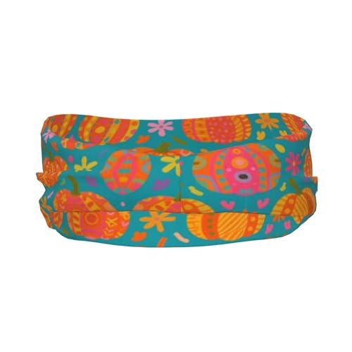 Boys Girls Trippy Pumpkin Art Sports Sweatband Multi Style Beauty Skinny Hair Band Headdress for Yoga Travel Spa3