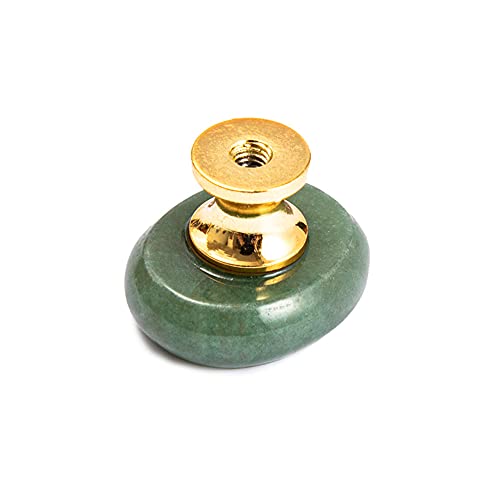 Ruimou 6pcs Original Stone Knobs Natural knobs Crystal Glass Pull Handles for Drawer Cabinet Door Cupboard Dresser Home DIY with Screws (Green Aventurine) - Image 2