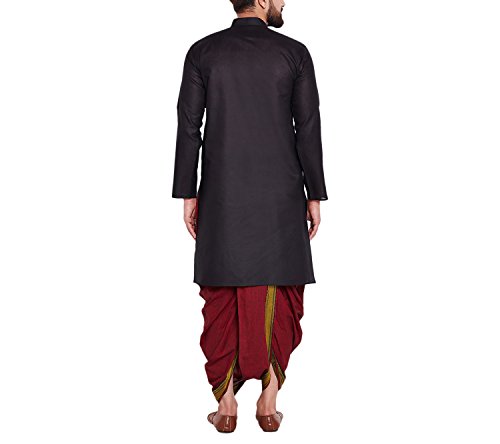 Image of SOJANYA (Since 1958 Men's Brown and Black Cotton Dhoti Kurta Set