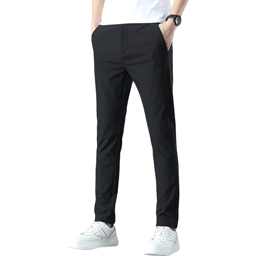 Men's Classic Fit Golf Pants Stretch Wrinkle Free Work Dress Pants Lightweight Comfy Work Slacks Trousers for Men Black