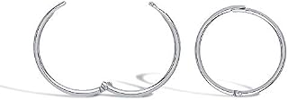 Jewelco London Solid 9ct White Gold Hinged Sleeper 1mm Hoop Earrings 13mm