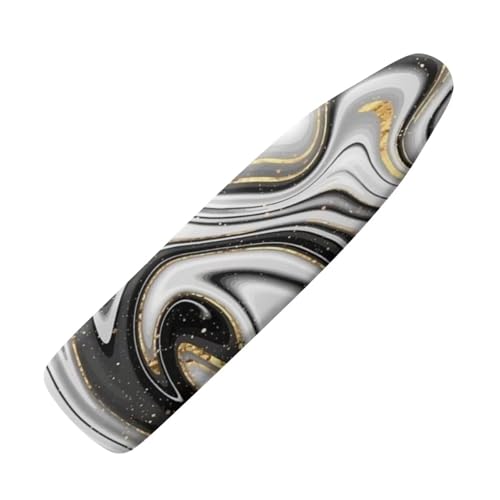 Image of Fashion Ironing Board Covers Standard Size 15x54, Stain Resistant, Snug Fit Non-Slip Nose Pocket Fastener Straps Elastic Edges, Grey Marble Pattern