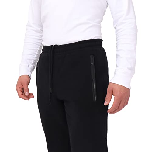 SCR Extra Long Sweatpants for Men - Fleece Lined Cotton Sweat Pants for Men - 32Wx38L Men's Workout Pants with Zipper Pockets and Drawstring Elasic Waist (Black)3