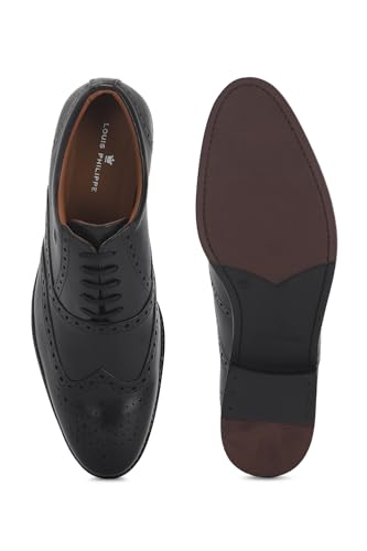 Image of Louis Philippe Men Premium Leather Breathable Lining Material Anti Slip with Heel TPR Sole Formal Oxford Shoes
