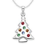 Heather Needham Sterling Silver Christmas Tree Necklace pendant on 16'/40cm Silver chain - - SIZE: 23mm x 16mm plus loop- gift Boxed 04811/16