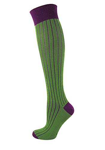 Mysocks Medias hasta la rodilla unisex acanaladas Verde morado Cover