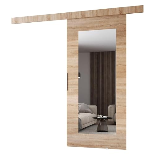 MINIO go for it - Schiebetür Komplettset CLEAN I, 96 cm Breit, Schiebetüren, Wandmontage, Schiebetürsystem, Zimmertüren - Sonoma Eiche