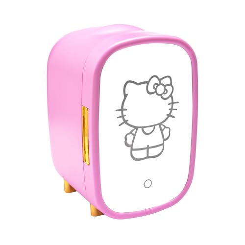 Ukonic Hello Kitty 7L Beauty Fridge with Light-Up Mirror, Skincare Cooler for Masks, Serums & More – Cute Vanity Accessory for Bedroom, Dorm, or Bathroom