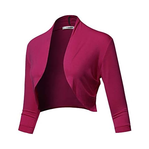 SSOULM Women's 3/4 Sleeve Bolero Cardigan Cover