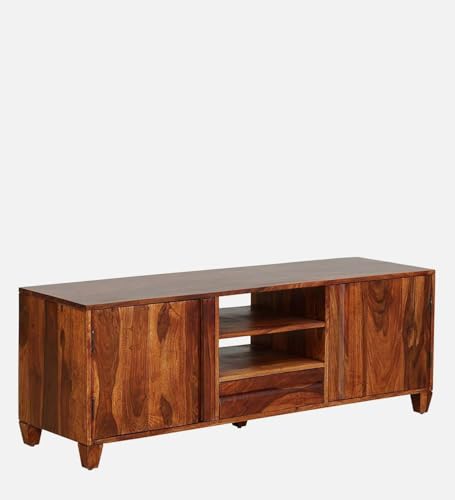 Image of Solid Sheesham Wood TV Unit for Living Room | TV Stand | TV Cabinet with Storage for Living Room and Hotel Furniture (Honey Finish-03)