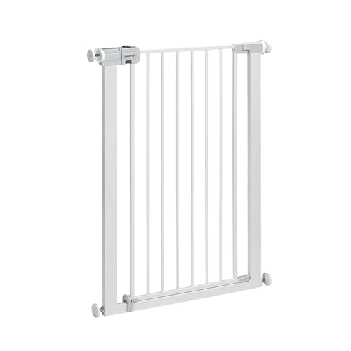 Safety 1st Easy Close Extra Tall Metal Gate,Treppenschutzgitter ohne Bohren, 73–80 cm (max. 94 cm erweiterbar), besonders hohes Gitter (91 cm), leicht schließbares Türschutzgitter, kein Bohren, Weiß