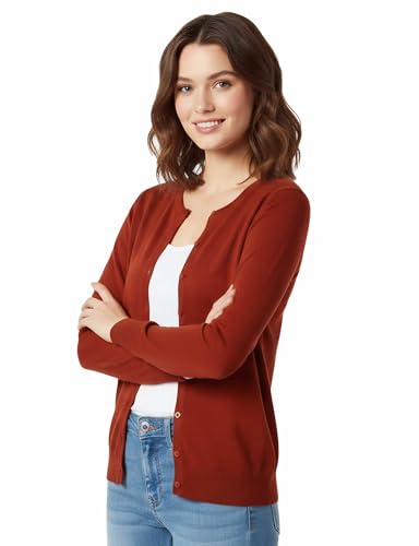 Image of Allsense Women's Long-Sleeve Crewneck Cardigan | Classic Button Down Sweater, Soft Fine Knit, Lightweight