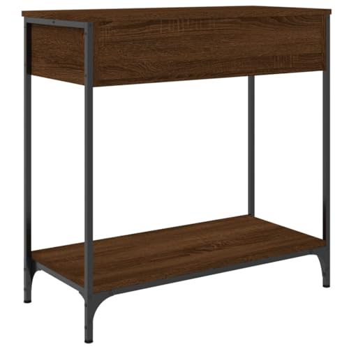 Mesa consola de madera efecto roble con patas ajustables y diseño industrial 6