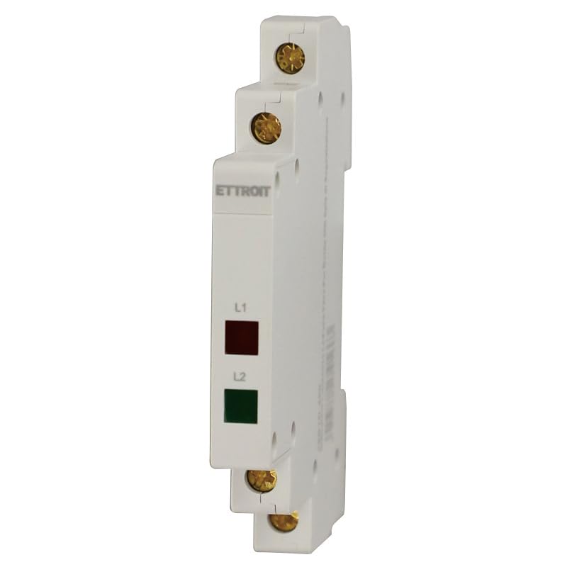 Indicatore Luminoso Modulare 2 Fasi (L1-L2) 230V, Larga Solo 9mm, Occupa Mezzo Modulo DIN, Lampada Spia LED