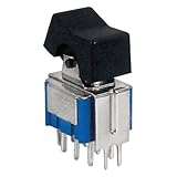 La fonction est bipolaire DPDT avec deux positions ON (fermé), sans positions centrales. Le mécanisme à bascule garantit un actionnement fluide et précis, avec retour mécanique net et sensation tactile fiable, même dans des conditions d'utilisation fréquente.