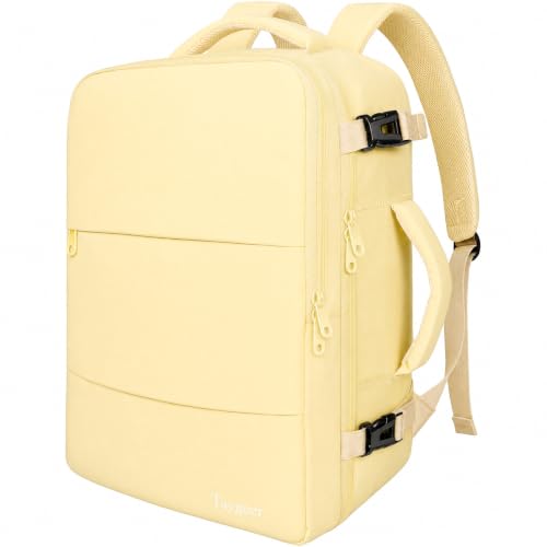 Image of Taygeer 35L Personal Item Travel Backpack for Women, Carry on Backpack | Airline Approved Travel Bag, Laptop Bag with Water Bottle Pocket & Shoe Pouch, Mochila for College Weekender, Beige Yellow