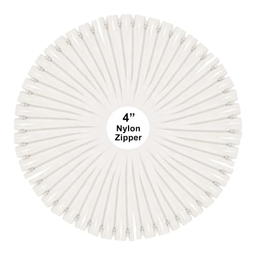 Mandala Crafts 100 PCs Off White Closed-End 4 Inch Nylon Zippers for Sewing