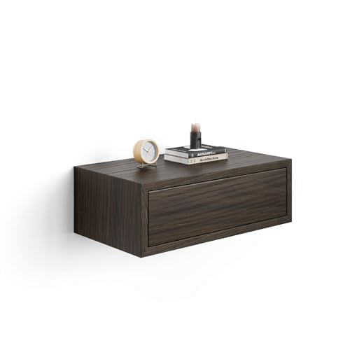 MOBILI FIVER, Mesita de Noche Riccardo, Color Nogal Americano, Aglomerado y Melamina, 45 cmx25 cmx15.5 cm, mesita de Noche para Salon y habitación, Made In Italy