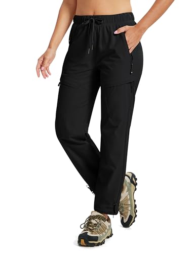 MoFiz Pantalones Trekking Mujer Cargo Senderismo Trabajo Pantalón Transpirable Repelente al Agua con 5 Zip Bolsillos Negro EU S