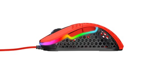 Image of XTRFY M4 RGB, Ultra-Light Wired Gaming Mouse, Ergonomic Design for Right-Handers, Cutting-Edge Pixart 3389 Sensor, Adjustable RGB Lighting, Kripparrian Red Edition