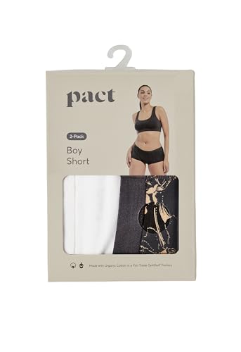 Pact Women's Organic Cotton Boy Shorts Underwear, Full Coverage Low Rise Panties, 2 Pack4