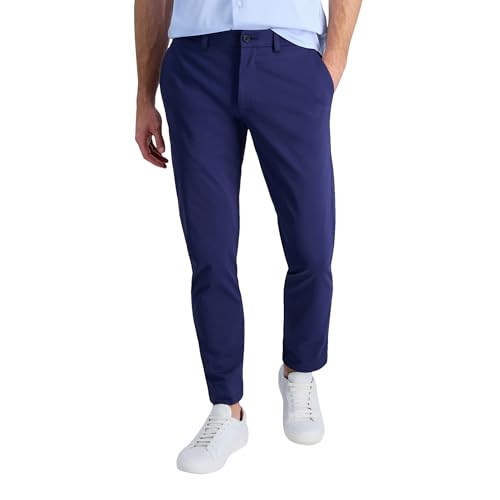 Haggar Men's Sport Travel Performance Straight Fit Flat Front Stretch Casual Pant, Navy