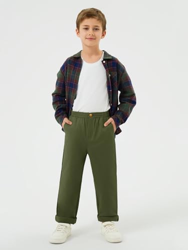 Image of Haloumoning Boys School Uniform Chino Pants Kids Twill Pants 5-14 Years