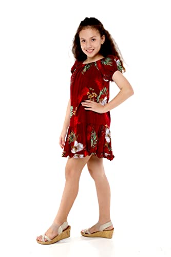 Image of Matchable Family Hawaiian Luau Men Women Girl Boy Clothes in Pineapple Garden Burgundy