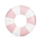 FUNBOY Flotador de Tubo Gigante Vintage de Rayas Rosas polvorientas de 48 Pulgadas con portavasos Integrado, Grande