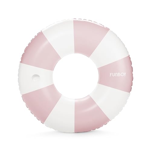 FUNBOY Giant Vintage Pink Stripe Inflatable Tube Pool Float with Cup Holder 48" Large Pool Float for Adults Inner Tube Swimming Pool Toys Swim Rings Pool Lounger Float for Pool Party & Summer