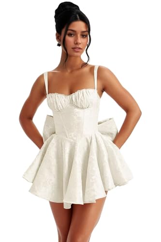 Image of Short Satin Homecoming Dresses with Bows Applique Corset Prom Dress Mini HOCO Party Cocktail Gowns for Teens