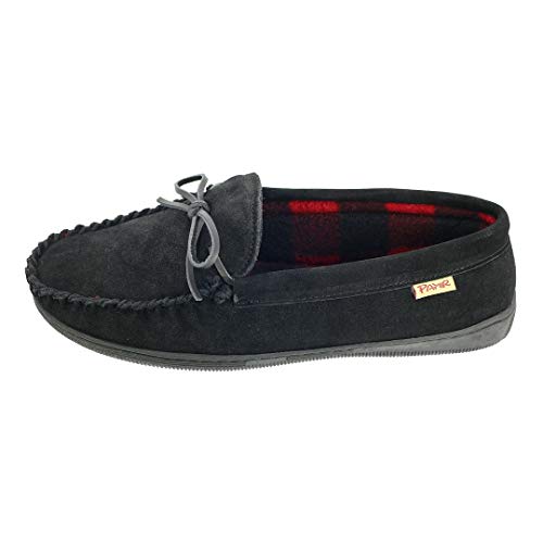Pamir Men's Genuine Suede Fleece Moccasin Slippers Indoor Outdoor Slip On Driving Loafer Shoes Black 10 M Us #TOP7