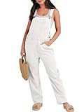 ANRABESS Overalls for Women Loose Fit Denim Overalls Adjustable Strap Jean Jumpsuit Bib Romper 2025 Fall Casual Work Outfits White Large