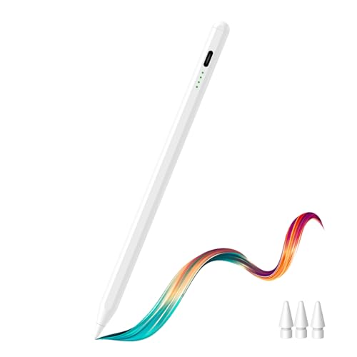 htrahy タッチペン iPad ペン アップルペンシル 2018年~2025年 iPad対応 スタイラスペン Type-C急速充電 残量表示 タブレットタッチペン 傾き感知/磁気吸着/誤作動防止機能対応 超高感度 極細 軽量 メモ取り デザイン ゲーム 作画用 (W-PJ03)