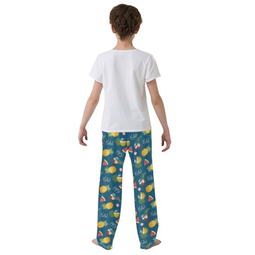 ZZXXB Hello Summer Fruits Boys Long Pants Soft Trousers Elastic Waist Kids Lounge Bottoms with Pockets S-XL3