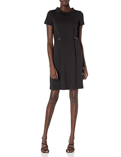 KARL LAGERFELD PARIS DRESSES Karl Lagerfeld Paris Women's A-Line Ponte Dress, 4 Black