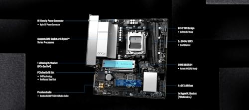 Image of ASRock B850M Rock WiFi Socket AM5 Micro-ATX Motherboard, Supports AMD Ryzen 9000 /8000 /7000 Series, DDR5 8200+ (OC), PCIe 5.0, WiFi 6E, 2.5G LAN B850