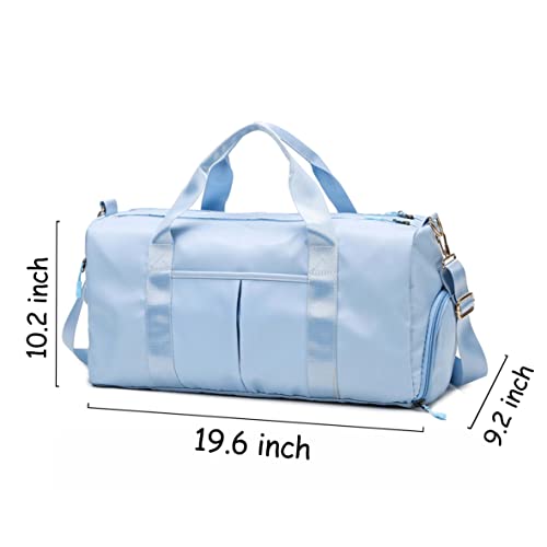 Personalized Travel Bag for Women, Bridesmaid Gift Bag, Weekender Bag with Embroidered Name, Monogram Overnight Duffle Bag with Shoe Compartment and Wet Pocket for Airplane,Gym,Dance,Overnight (Blue)2