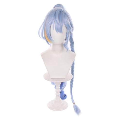 Image of Anime Game Cosplay Wig Light Blue Gradient Long Hair with Bradis