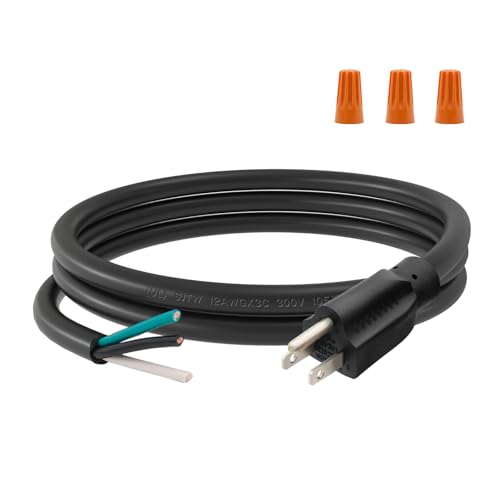 FIRMERST 12AWG 6FT 3 Prong Power Cord Replacement with Screw Terminals, SJTW 12/3 Heavy Duty Cable...