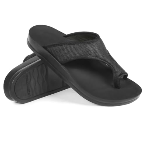 Image of AEROTHOTIC Comfortable Flip Flops for Women with Arch Support Soft Padded Mesh Straps with Breathable Footbed Slip On Footwear Indoor Outdoor Travel Beach walking Sandals Women
