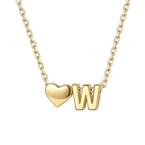 ChicSilver 925 Sterling Silver Heart Initial Necklaces for Women -Dainty Personalized Heart Pendant Letter Alphabet Necklace for Women