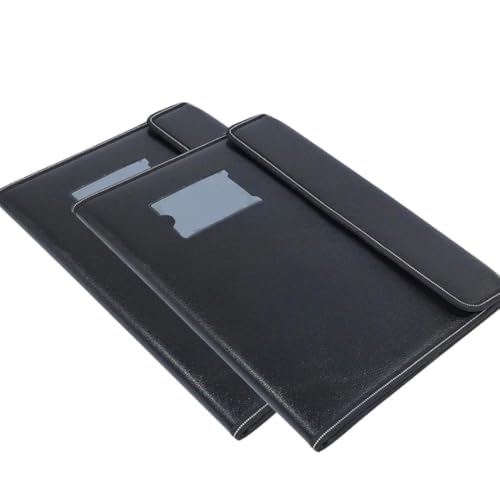 Image of Leather Document File Folder Executive Folder for Certificate A4 Size Document Organizer File - Black for Office, Home, Banks, Professionals (Pack of 2, 20 Sleeves)