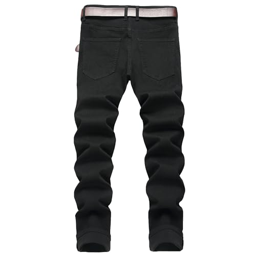 Image of Men's Ripped Slim Fit Jeans Straight Leg Denim Pants