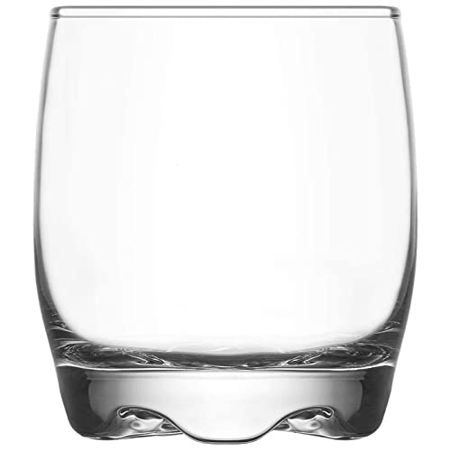 Tradineur - Set de 6 vasos de cristal 'Adora', base gruesa, resistentes, aptos para lavavajillas, servir agua, whisky, 8,7 x 7,1 cm, 290 ml