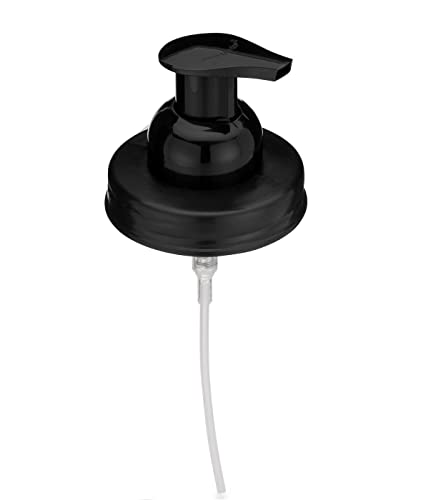 Jarmazing Products Mason Jar Distributeur de savon liquide moussant couvercles - Comprend étanche Stickers. Noir noir Cover