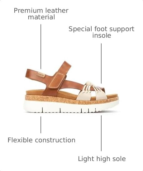 Image of PIKOLINOS Palma W4N-0968 Women's Sandals - Stylish Premium Leather Wedge Sandals - Cushioned Insole, Hook & Loop Closure, Ultra-Light Sole for Everdat Walking